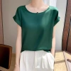 A new summer collection of silk top, short-sleeved T-shirt, simple and loose, round-neck mulberry silk tank top with acetate satin Specification image